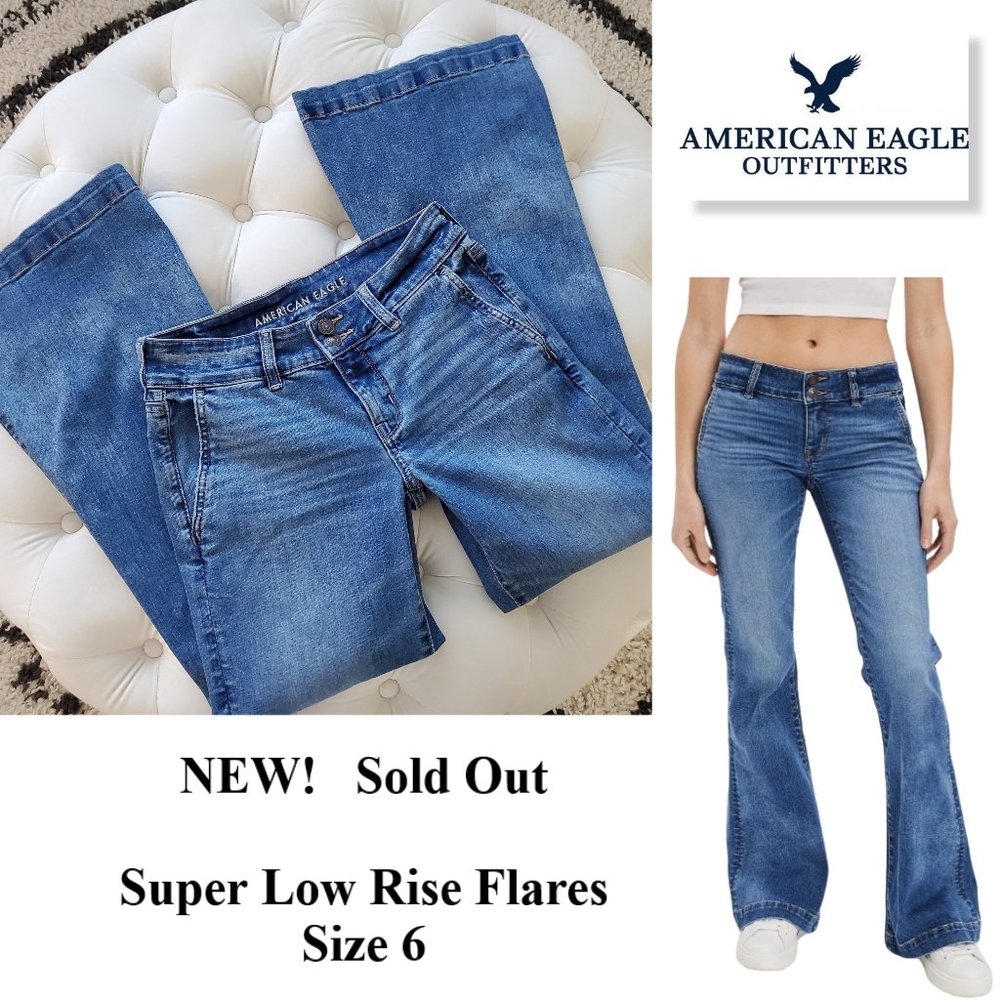 NEW STYLE! AE Ne(x)t Level Super Low Rise Flare Stretch Jeans 6 short